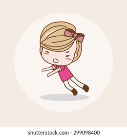 Stumbled, Staggered Girl / Lady / Woman Isolated Vector / Image / Illustration / Drawing / Cartoon / Animation