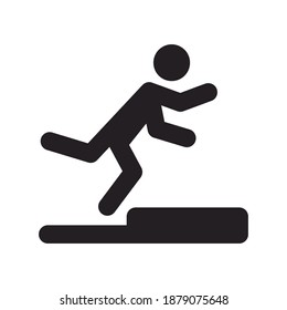 Stumbling man icon isolated on white background. A warning sign about the danger. Tripping hazard. Watch your step symbol. Vector illustration