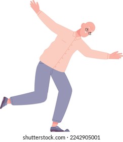 Stumbling old man. Senior falling down accident isolated on white background