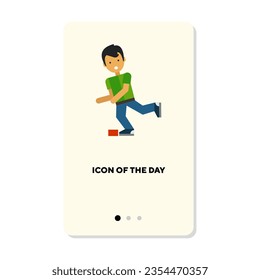 Stumbling person flat vector icon. Obstacle, dangerous isolated vector sign. Injury and accident concept. Vector illustration symbol elements for web design and apps