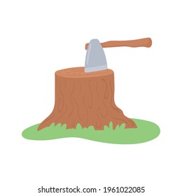 stump with ax isolated style