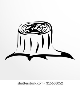 Stump. Drawing. Sketch style.