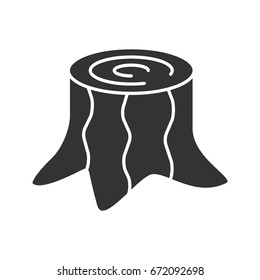 Stump glyph icon. Silhouette symbol. Deforestation. Negative space. Vector isolated illustration