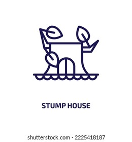 stump house icon from nature collection. Thin linear stump house, section, carpenter outline icon isolated on white background. Line vector stump house sign, symbol for web and mobile