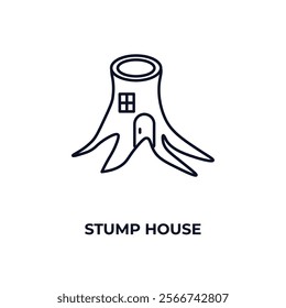 stump house outline icon. Linear vector from nature concept. Thin line stump house icon isolated on white background