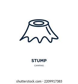 stump icon from camping collection. Thin linear stump, wood, nature outline icon isolated on white background. Line vector stump sign, symbol for web and mobile