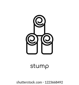 stump icon. Trendy modern flat linear vector stump icon on white background from thin line Camping collection, outline vector illustration