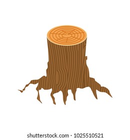 Stump isolated. dead tree on white background. Vector illustration
