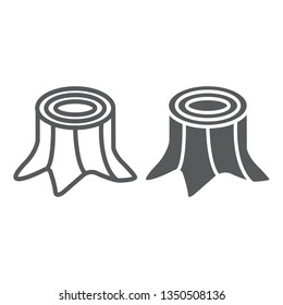 Stump line and glyph icon, forest and nature, wood sign, vector graphics, a linear pattern on a white background, eps 10.