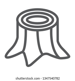 Stump line icon, forest and nature, wood sign, vector graphics, a linear pattern on a white background, eps 10.