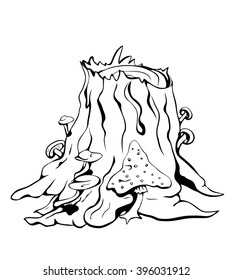 Stump with mushrooms outline