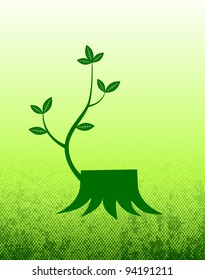 Stump on green background