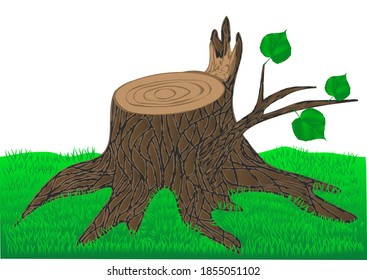 stump on a green grass. 10 EPS