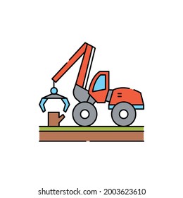 Stump Removal And Grinding сolor Line Icon. Garden Service. Pictogram For Web Page, Mobile App, Promo. UI UX GUI Design Element. Editable Stroke.