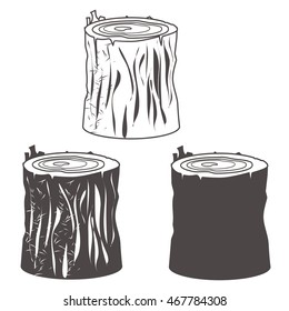 Stump silhouettes set vector illustration