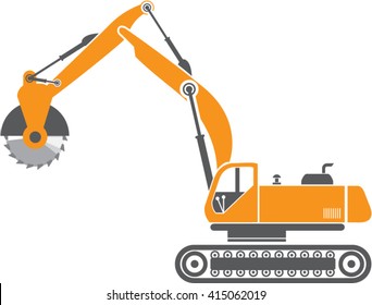 Stump And Stone Cutter Excavator Vector