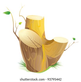 stump of a tree with green leaves