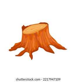 Stump Wood Cartoon. Log Cut, Tree Wooden, Trunk Lumber, Texture Circle, Section Nature Stump Wood Vector Illustration