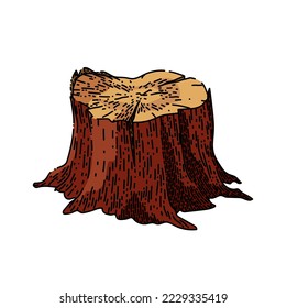 vectores dibujados a mano de madera de trompa. corte de troncos, madera de árbol, madera de tronco, círculo de textura, sección de boceto de madera de trozo natural. ilustración de color aislado