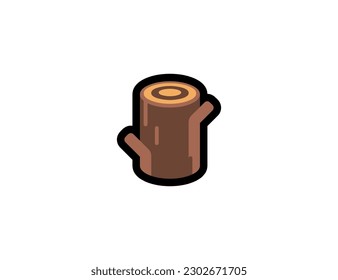 Stump of wood vector icon on a white background. Tree trunk. Stump of wood emoji illustration. Isolated Stump vector emoticon