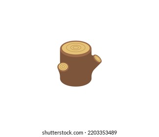 Trozo de vectores de madera aislado icono emoji. Trozo de emoticono de madera