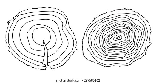 Stump. You can Determine the Age of the Tree. Vector Illustration.
