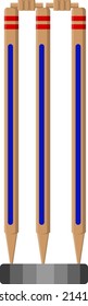 Stumps in cricket, illustration, vector on a white background.