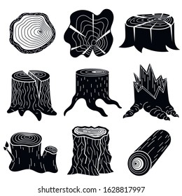 Stumps icons set. Simple set of stumps vector icons for web design on white background