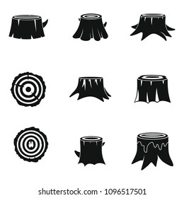 Stumps tree log wood icons set. Simple illustration of 16 stumps tree log wood vector icons for web