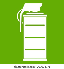 Stun grenade icon white isolated on green background. Vector illustration