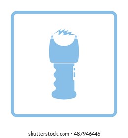 Stun gun icon. Blue frame design. Vector illustration.