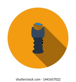 Stun Gun Icon. Flaches Circle Stencil Design mit langem Schatten. Vektorgrafik.