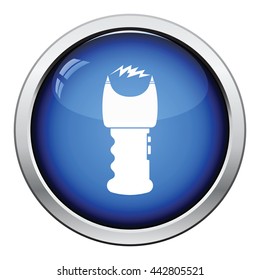 Stun gun icon. Glossy button design. Vector illustration.