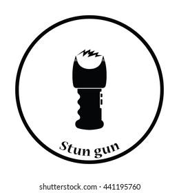Stun gun icon. Thin circle design. Vector illustration.