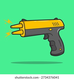 Stun gun illustration, vector, icon isolated for self-defense, security, and police equipment