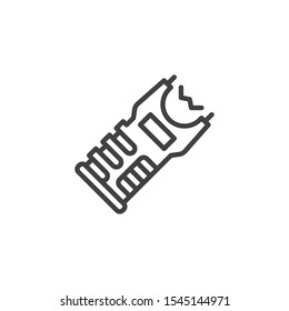 Stun gun line icon. linear style sign for mobile concept and web design. Police taser gun outline vector icon. Symbol, logo illustration. Vector graphics