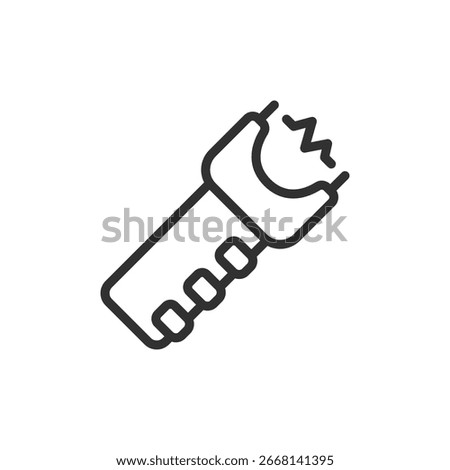 Stun gun, linear icon. Non-lethal self-defense weapon. Line with editable stroke.