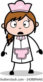 Stunned Face Expression- Retro Cartoon Waitress Female Chef Vector Illustration