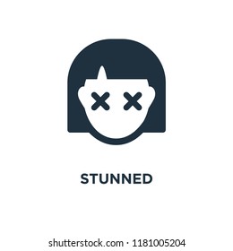 Stunned icon. Black filled vector illustration. Stunned symbol on white background. Can be used in web and mobile.