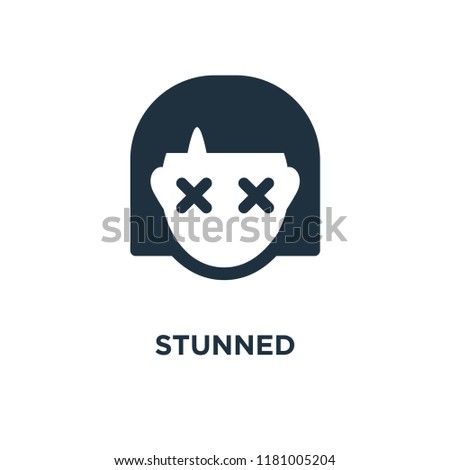 Stunned icon. Black filled vector illustration. Stunned symbol on white background. Can be used in web and mobile.