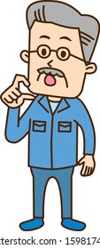 A stunned, slightly surprised senior worker