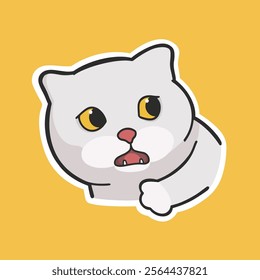 Too Stunned to Speak Cat Meme Sticker Vector Cute Illustration