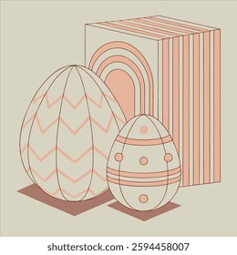  A stunning 3D-rendered composition featuring two decorative eggs with textured surfaces and intricate symmetrical patterns. Perfect for modern design, CGI art, and visual inspiration.