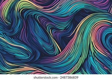 Stunning Abstract Aurora Borealis Swirl Pattern Vector Art - Captivating Northern Lights Design with Dynamic Light Trails and Luminous Glow