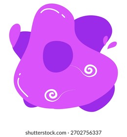 Impressionante blob abstrato de cores violeta e lavanda com redemoinhos divertidos e brilho brilhante