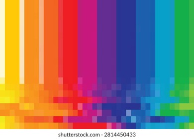 A stunning abstract composition showcasing a rich color spectrum transitioning from vertical bars into a dynamic pixelated gradient, perfect for modern designs.