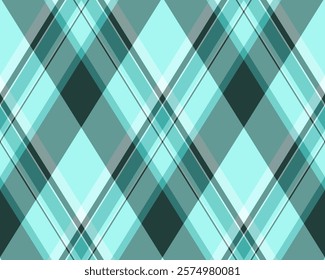 Stunning abstract diagonal plaid pattern in refreshing teal, mint, and gray hues. Perfect for website backgrounds, textile designs, or modern branding projects.