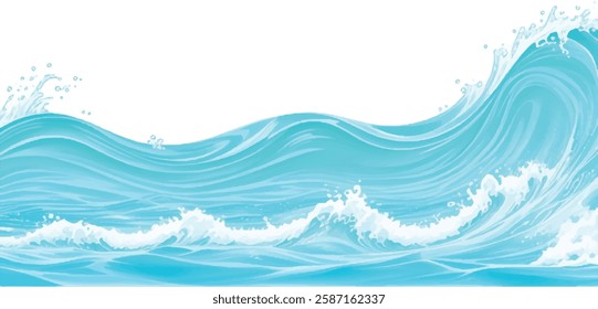 Stunning Abstract Ocean Wave Pattern in Soft Blue and Green Watercolor Shades, Ideal for Use as a Background in Coastal, Sea-Inspired, and Ocean-Themed Graphic Designs.
