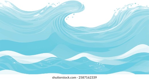 Stunning Abstract Ocean Wave Pattern in Soft Blue and Green Watercolor Shades, Ideal for Use as a Background in Coastal, Sea-Inspired, and Ocean-Themed Graphic Designs.
