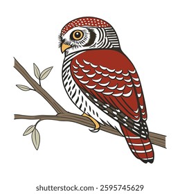 Stunning African Barred Owlet Depiction. Concept of Bird Design.